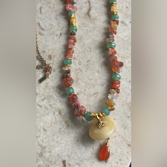 Minu Natural Stone & Pendant, Gold Tone, Necklace - Picture 6 of 7